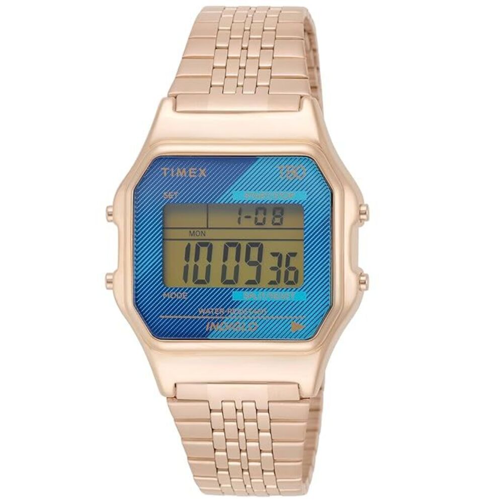 Timex T80 34mm Digital Rose Gold-Tone Unisex Watch